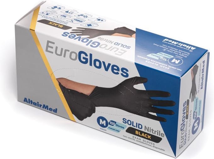 Eurogloves solid nitrile black maat XL 100 st.