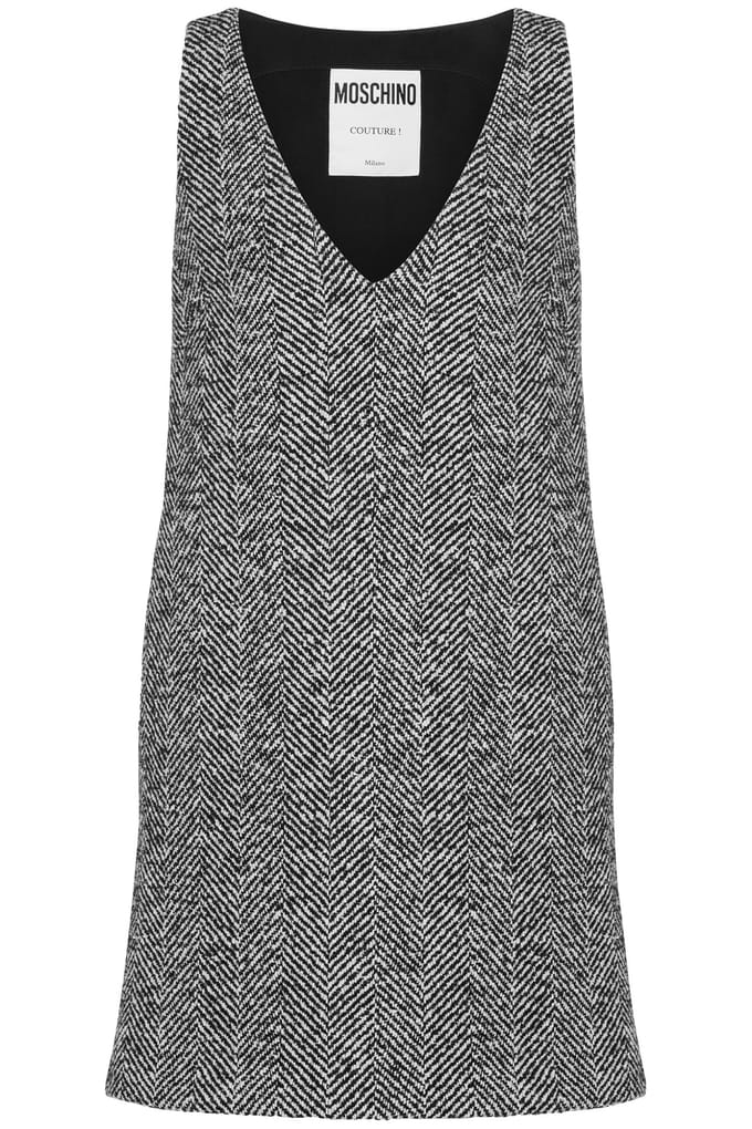 Moschino Wool Blend Herringbone Dress Grey Taglia: 38 | Abiti Mini Outlet | Donna | Grigio