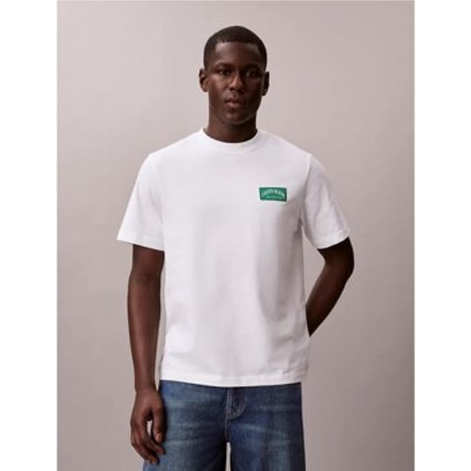 Calvin Klein Heren t-shirt collegiate badge bright wit