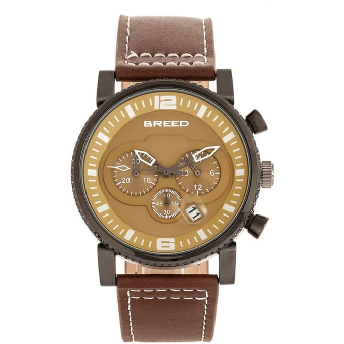 Breed Ryker chronograaf horloge met leren bandje met datum