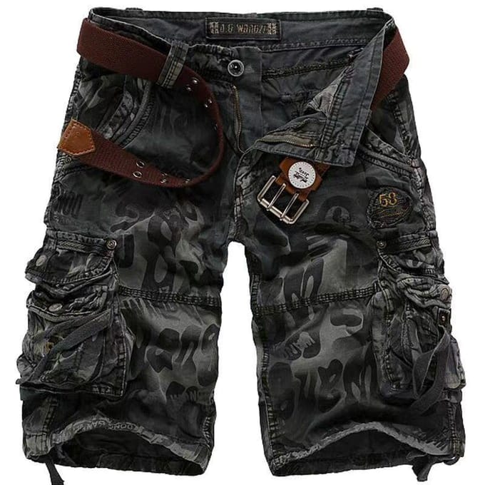 Vêtements de travail amples et décontractés pour hommes, Shorts de Camouflage, pantalons multi-poches à cinq points S bleu
