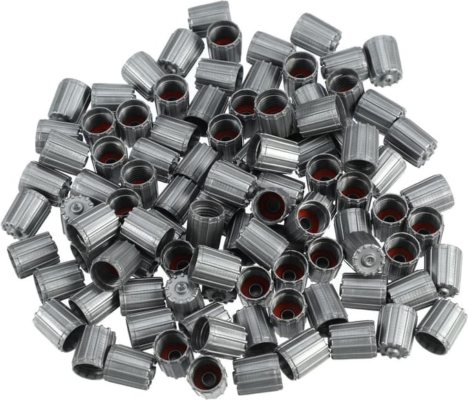 Universele Ventieldoppen voor Auto en SUV, 12mm, Plastic, Grijs, 100 Stuks - Duurzaam en Waterdicht