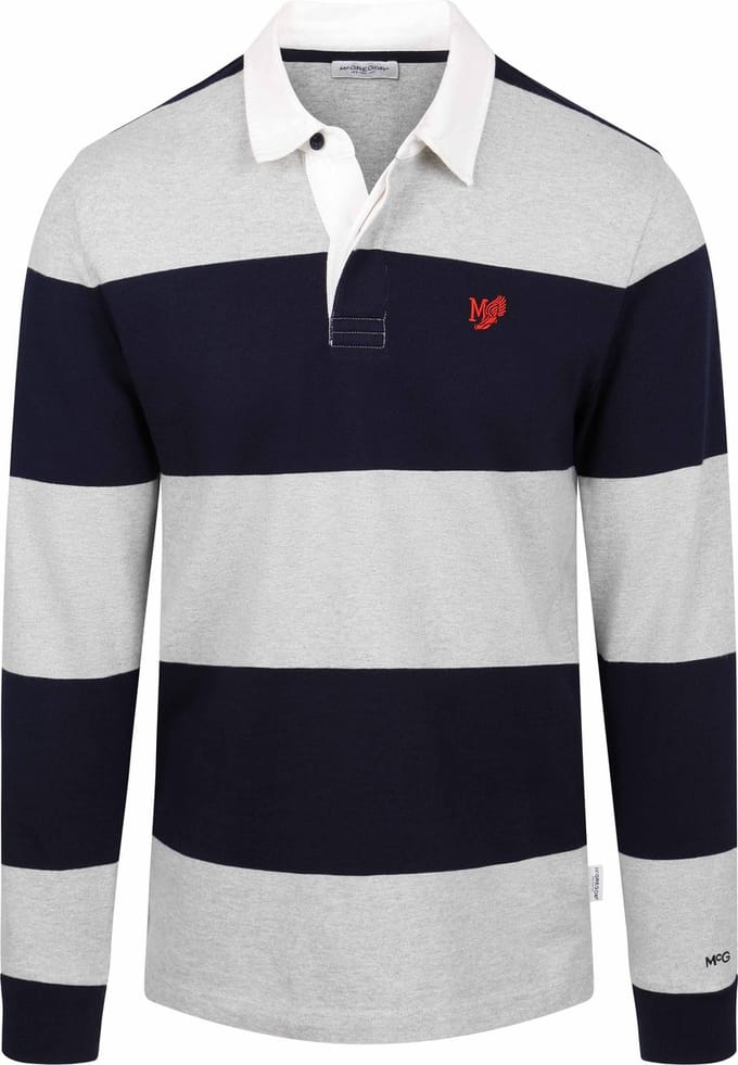 McGregor Rugbyshirt Streep Navy Grijs - Maat L - Heren - Rugby Poloshirts