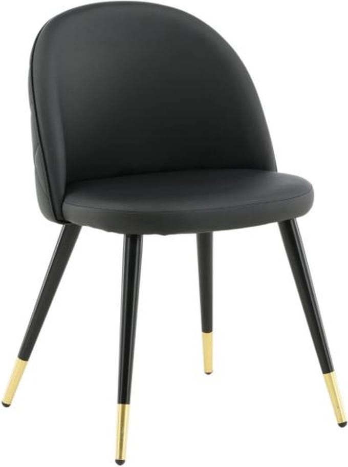 Svea - Zako eetkamerstoel - gouden poot - lederlook - zwart