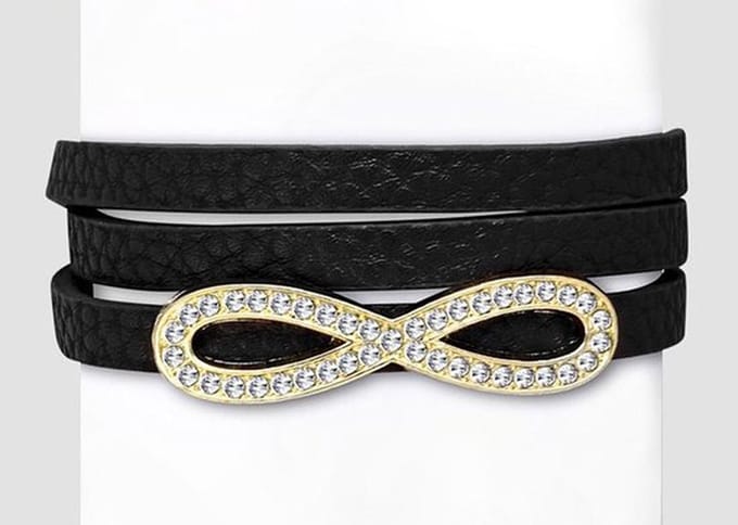 Montebello Armband Julia Black - PU Leer - Infinity - 11mm - 19cm