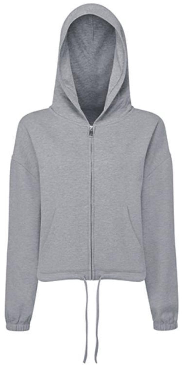 TriDri - Drawstring Dames Hoodie met Rits Recycled - Heather Grey maat S/M