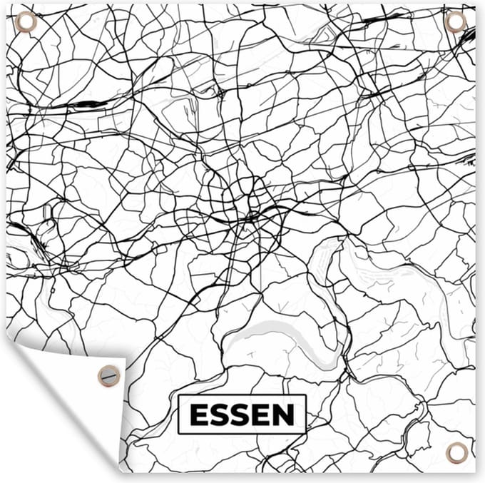 Tuindoek Kaart - Essen - Plattegrond - Stadskaart - 100x100 cm