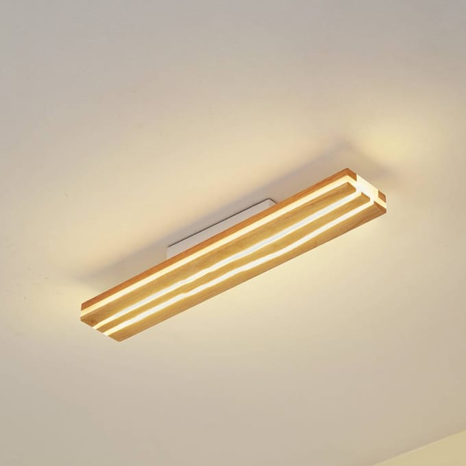 Lucande LED plafondlamp Silja, hout, 100 cm, 3000K