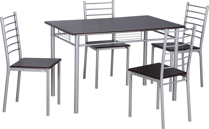 Tafelset met 4 stoelen Chiara - wengé