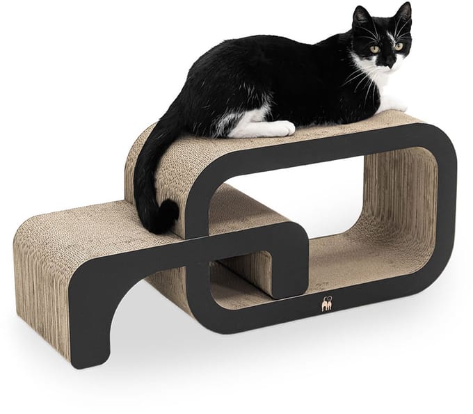 Petrebels Krabkarton voor Katten - Max 55 - Zwart - Stevig Karton - Design Krabplank - 55 x 24 x 33 cm