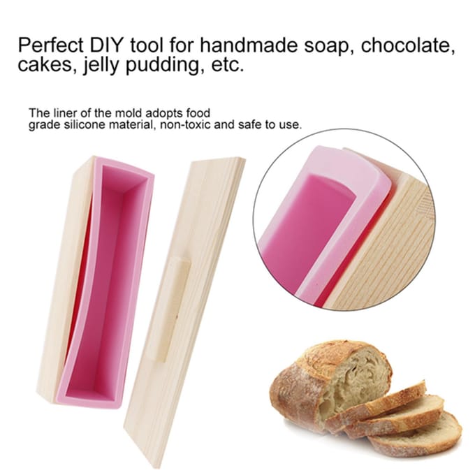 900ML Rechthoekige Siliconen Zeepvorm met Deksel DIY Gereedschap voor het Bakken van Cake, IJs, Chocolade pink