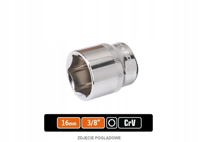 Dopsleutel 3/8" Zeskant 16 mm CRV Staal