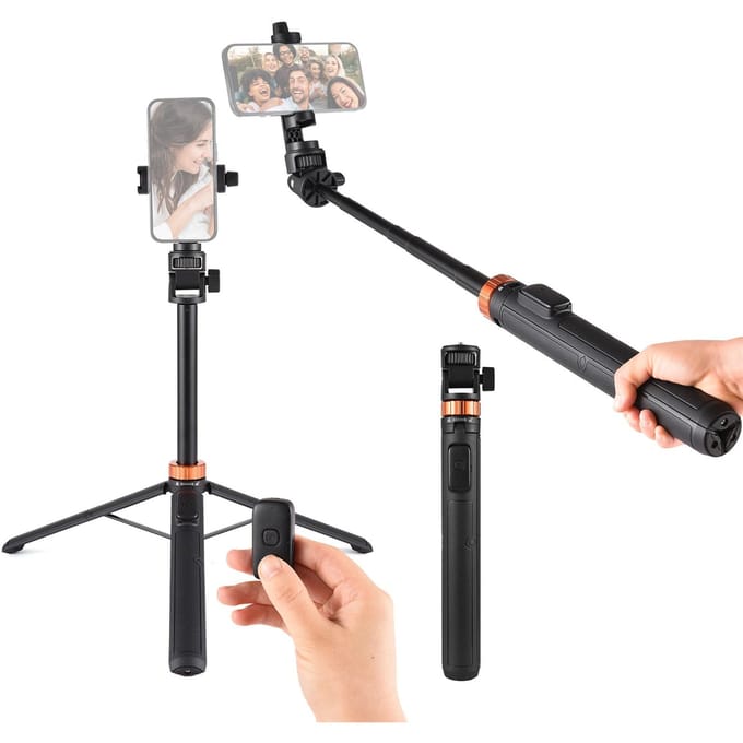 KINGJOY M080 70in Uitschuifbare Selfie Stick Statief Handheld Fotografie Beugel Desktop Statief Standaard zwart