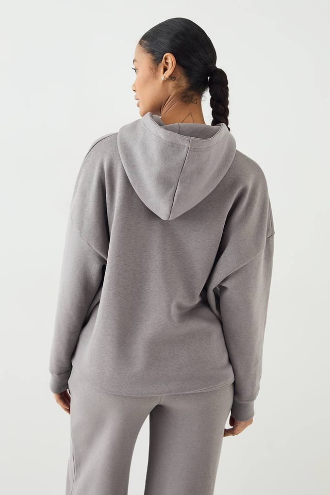 Dames DSGN Studio Self Fabric Applique Oversized Hoodie | Houtskool | Maat: Medium