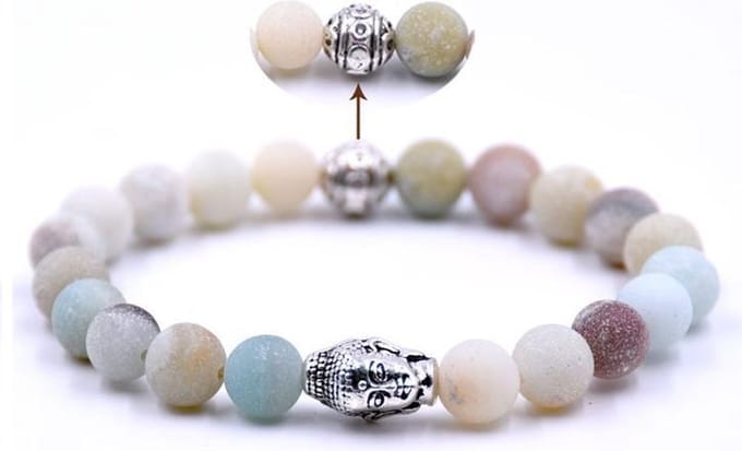 Mala Armband Natuursteen - Amazoniet Steen –Boeddha Bedel cm-19 cm - Rhylane®