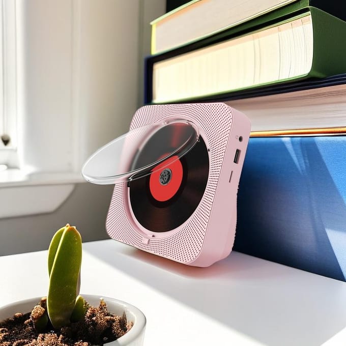 Home verticale Engelse CD leerrecensie CD-speler bureau-ornamenten draadloze Bluetooth CD-machine wit