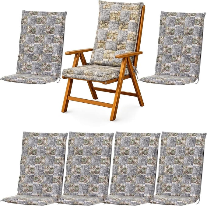 Tuinkussen Set - Stoelkussen Hoog - Buiten Zitten - Extra Dikke Vulling - 120 x 48 cm - Grijs