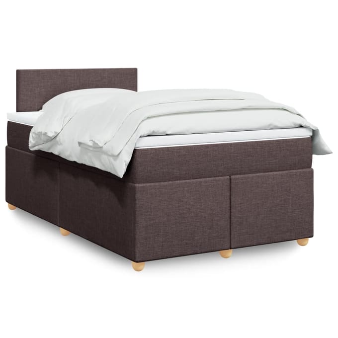 vidaXL - Boxspring - met - matras - stof - donkerbruin - 120x190 - cm