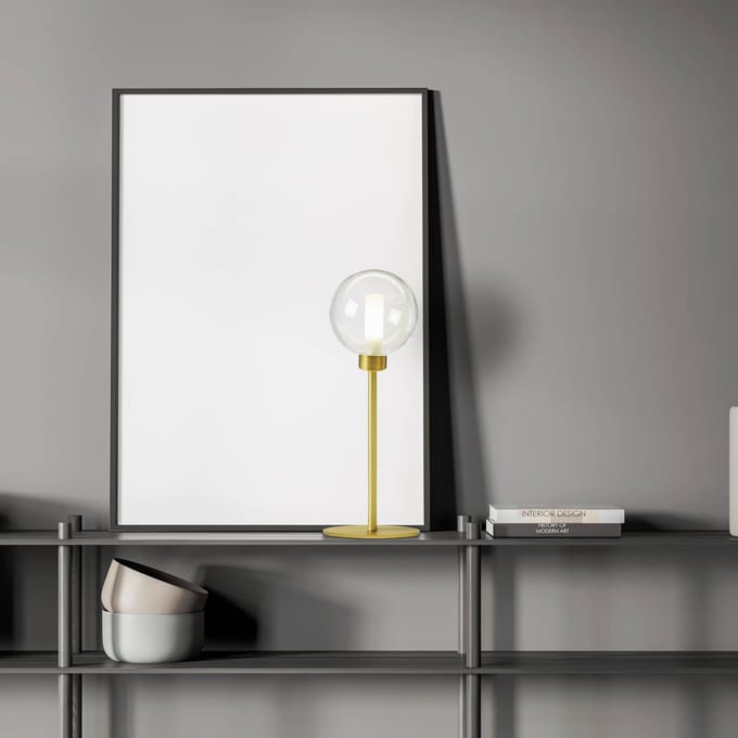 miloox by Sforzin Dom tafellamp, 1-lamp, helder/goud, hoogte 48,5 cm, glas