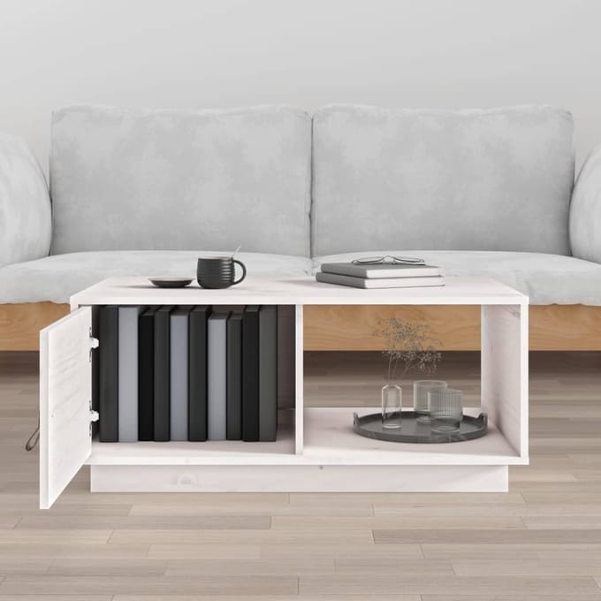 vidaXL - Salontafel - 80x50x35,5 - cm - massief - grenenhout - wit