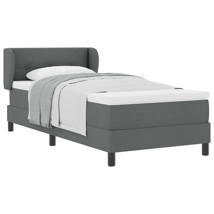 vidaXL - Boxspring - bed - met - hoofdeinde - Donkergrijs - 80 - x - 200 - cm - Stof