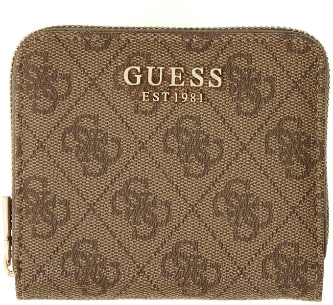 GUESS portemonnee Coleen Logo Zip Around Wallet Latte Logo Lichtbruin