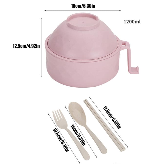 Noedelkom Student Bamboevezel Ramen Kom Set Afdruipen Ramen Kookkom Eetzaal Servies Kit white