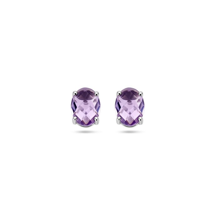 Zilver Gerhodineerd Oorknoppen Amethist 1337689