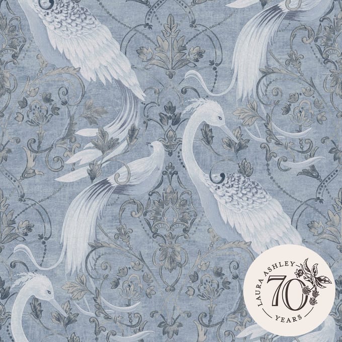 Laura Ashley Tregaron Behang - Dieren - 10mx52cm - Blauw