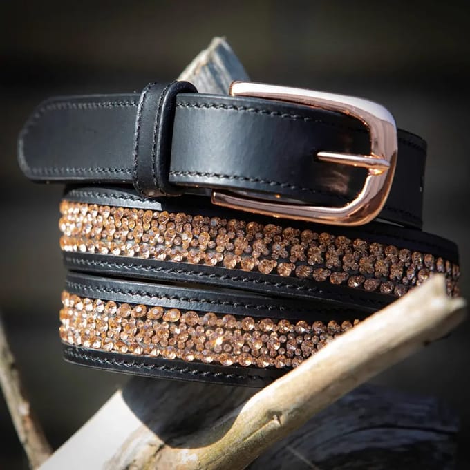 HARRY'S HORSE RIEM LEDER CRYSTAL Zwart-roségoud