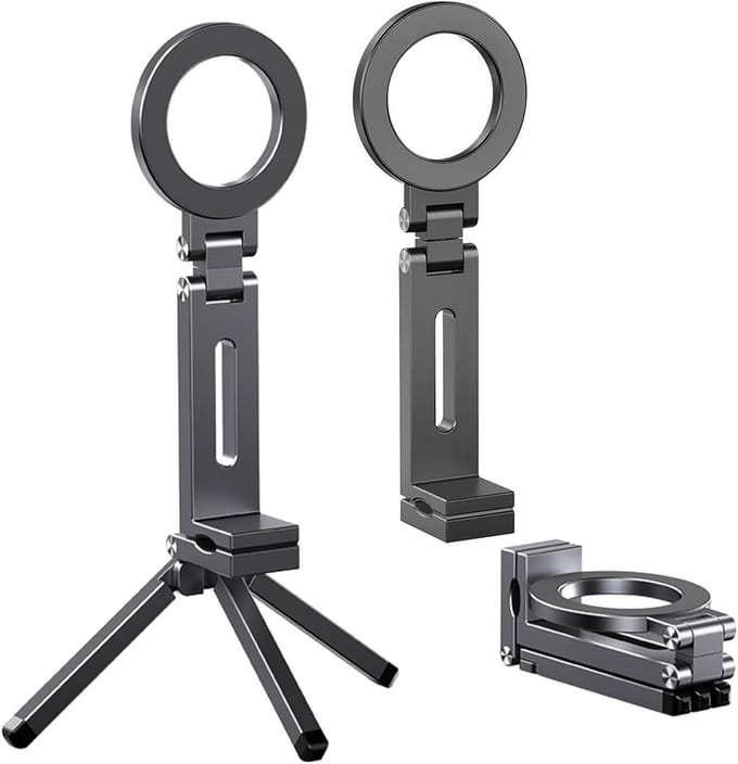 Draagbare magnetische smartphone tripod, opvouwbare houder voor stabiliteit en veelzijdigheid