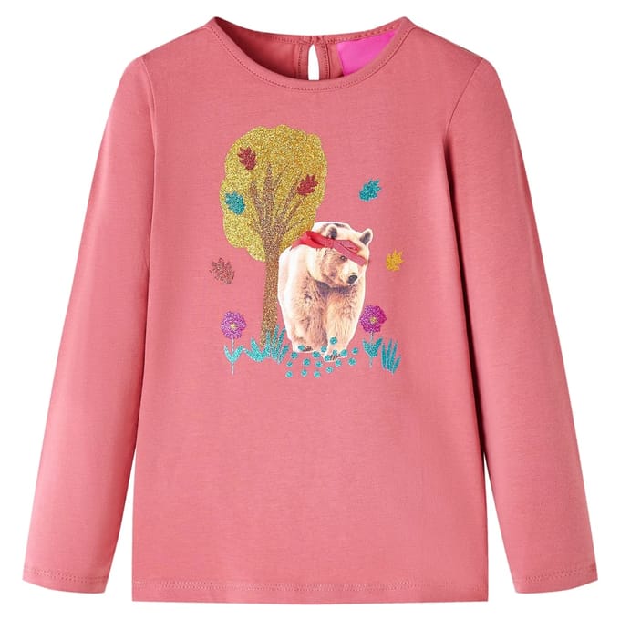 vidaXL - Kindershirt - met - lange - mouwen - 128 - oudroze