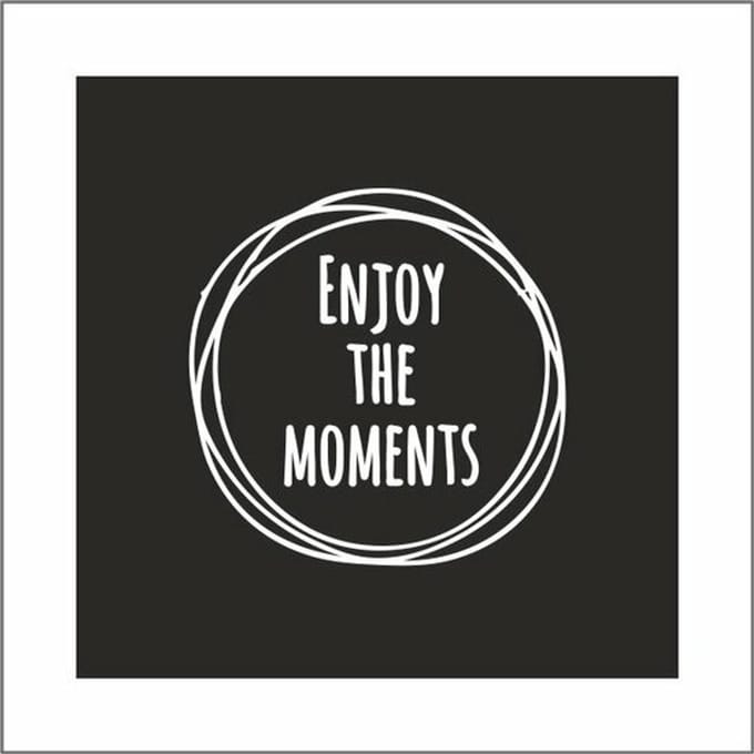 Vierkanten onderzetters - Enjoy the moments - Zwart