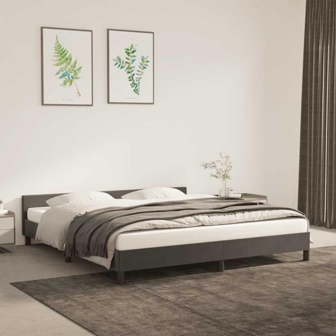vidaXL - Bedframe - zonder - matras - 160x200 - cm - fluweel - donkergrijs