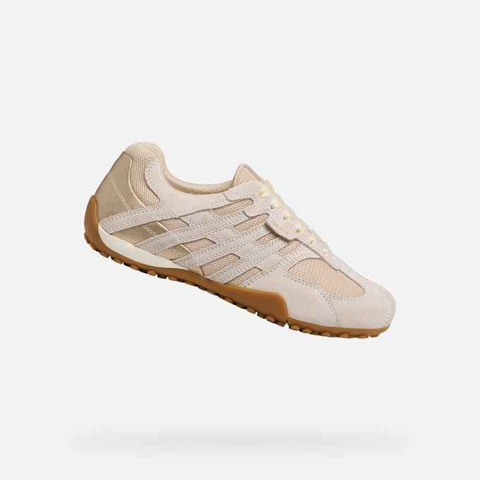 GEOX SNAKE ORIGINAL DAMES Sneakers - MELKWIT/LICHTBEIGE - Maat 40