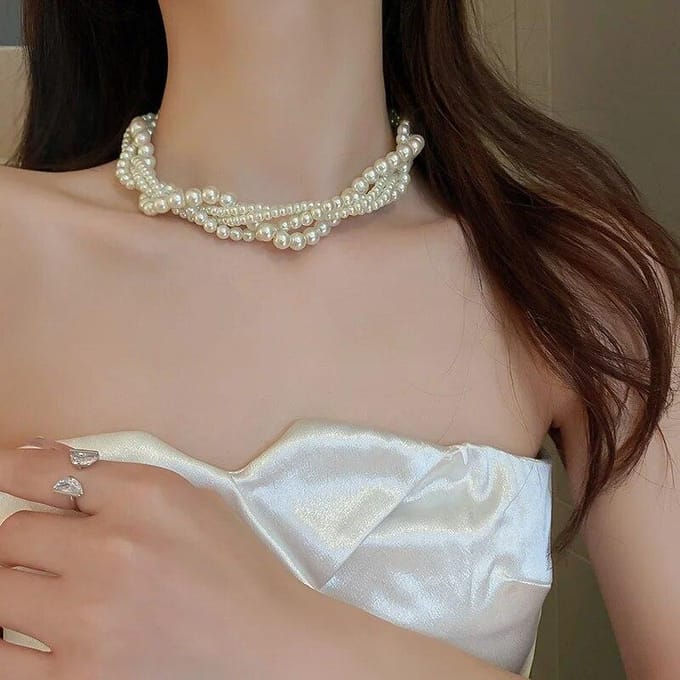 Colliers ras du cou en perles de Simulation pour femmes, accessoires de bijoux de mariage et de mariée blanc