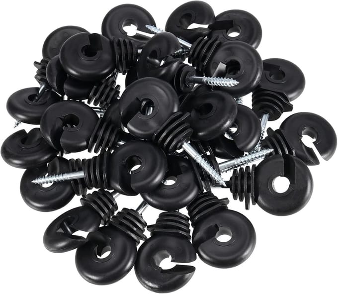 Hek Isolators - Ring Insulators - Elektrisch Heining - Eenvoudige Installatie - 8.5cm Lengte - Zwart