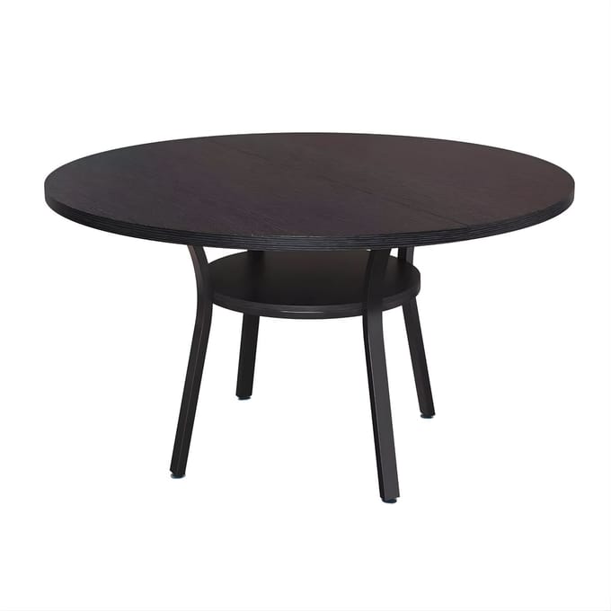 Ronde Eettafel 120 cm - Met Opbergplank - Zwart