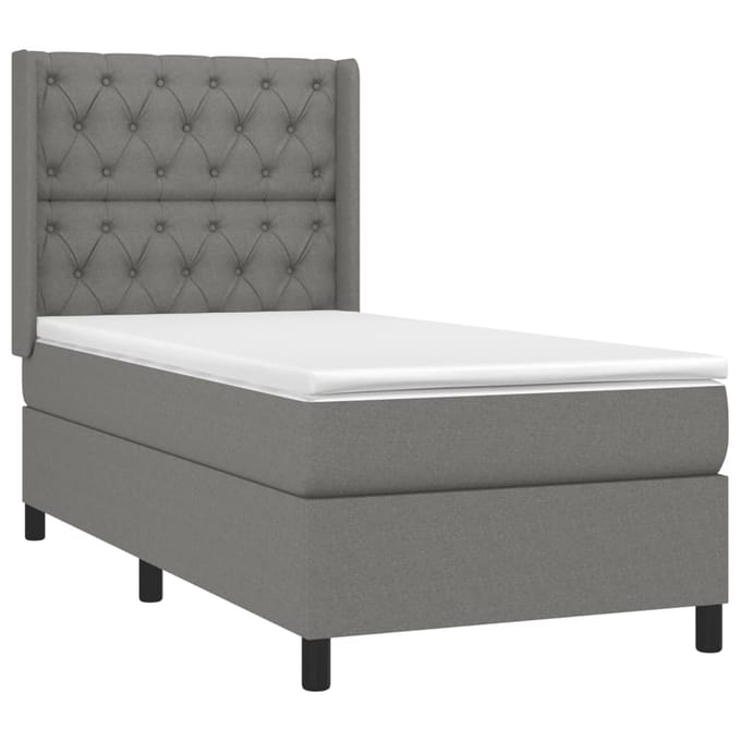 vidaXL - Boxspring - met - matras - stof - donkergrijs - 80x200 - cm