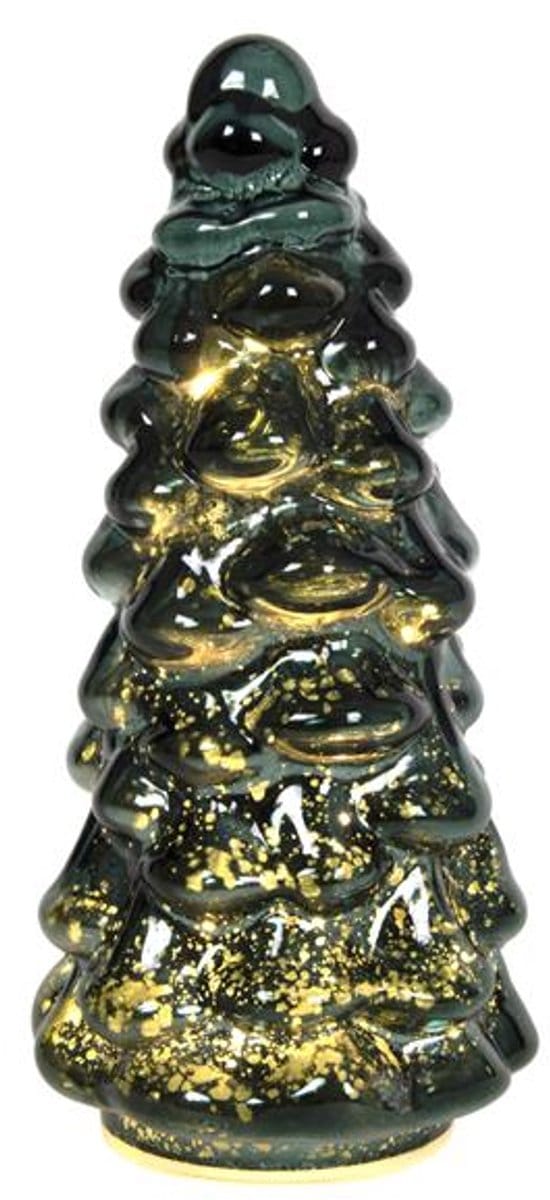 Beeld Kerstboom glas LED groen 20cm