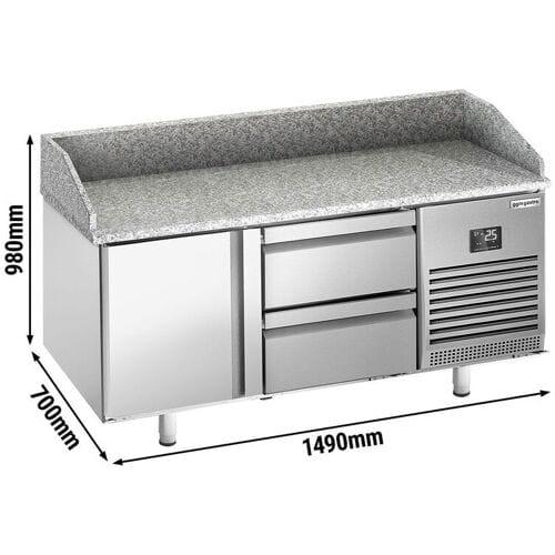 GGM Gastro Pizzakühltisch Premium PLUS - 1490x700mm - mit 1 Tür & 2 Schubladen