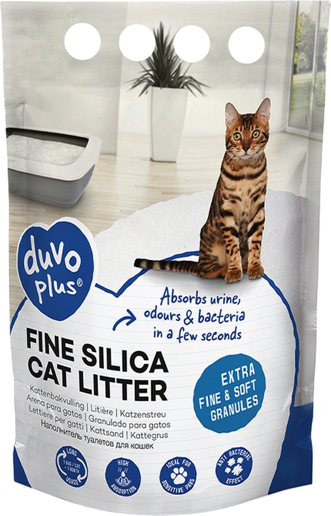 Duvo plus - kattenbakvulling Silica - PREMIUM FIJN - 0.5 - 1.5MM - 5 L - 2 KG WIT