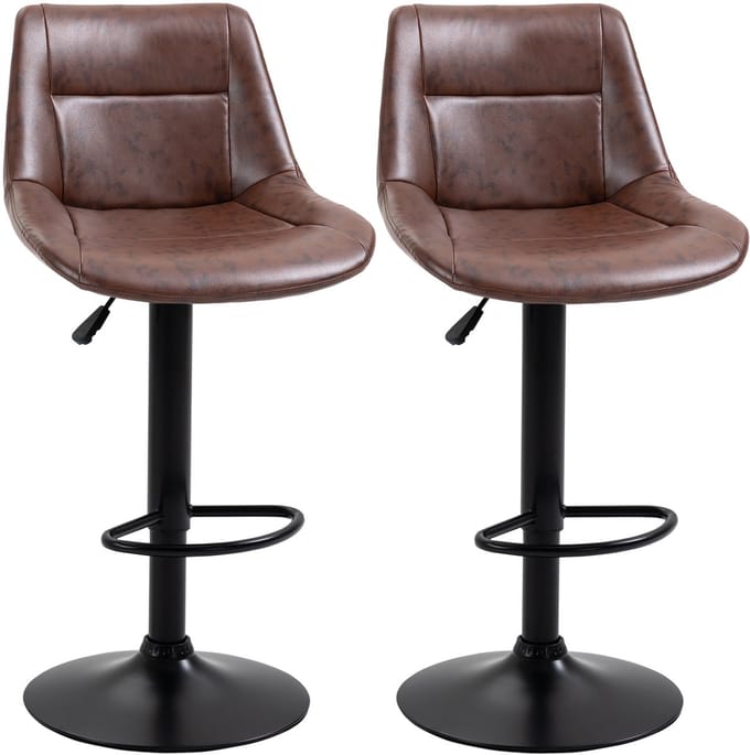 HOMCOM barkruk - kunstleer - staal - 46,5L x 50B x 88-108H cm - bruin