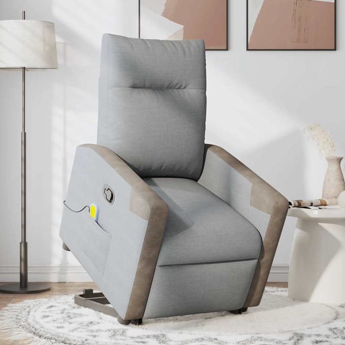 vidaXL - Sta-op-massagestoel - verstelbaar - stof - lichtgrijs