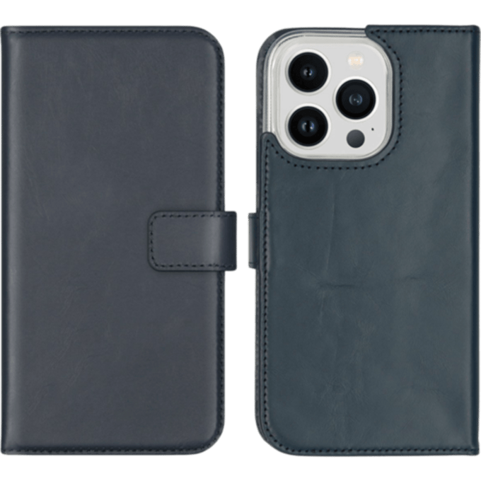 Selencia iPhone 14 Pro Leren Portemonnee Hoesje Blauw