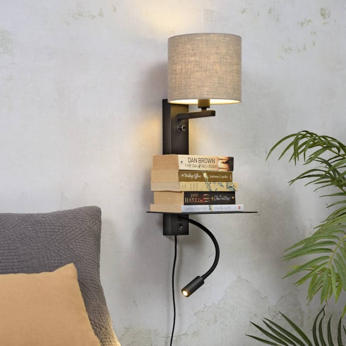 IT´S ABOUT ROMI IT'S ABOUT ROMI Florence leeslamp 2-lamps donker linnen