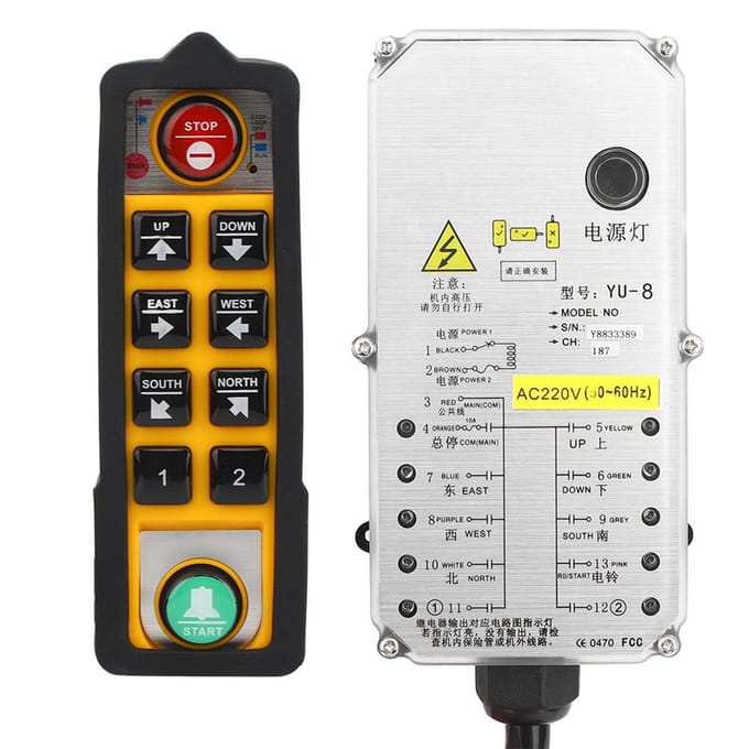 Hijsbediening Enkele Handgreep Industrieel 3-Proof Elektrische Hijs Afstandsbediening YU 8AC220V