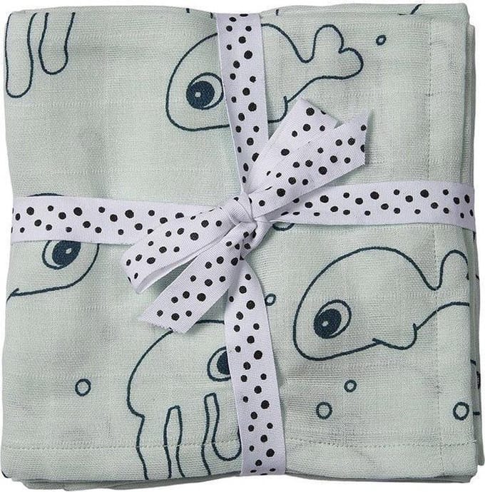 Done By Deer Tetradoek Swaddle Pack Sea Friends Blauw - 2 Stuks