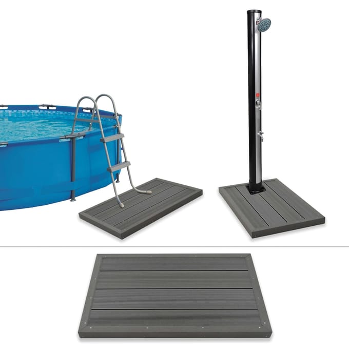 vidaXL - Vloerelement - voor - solardouche - 101x63x5,5 - cm - WPC - grijs