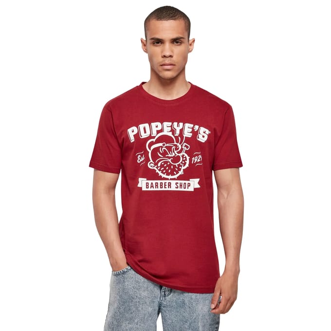 Merchcode Popeye - Popeye Barber Shop Heren T-shirt - S - Bordeaux rood